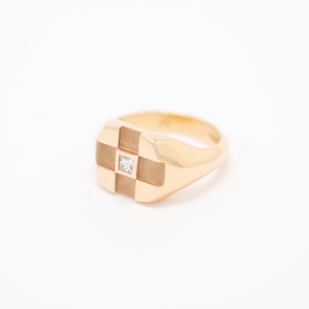 Checkered Diamond Signet Ring image 3